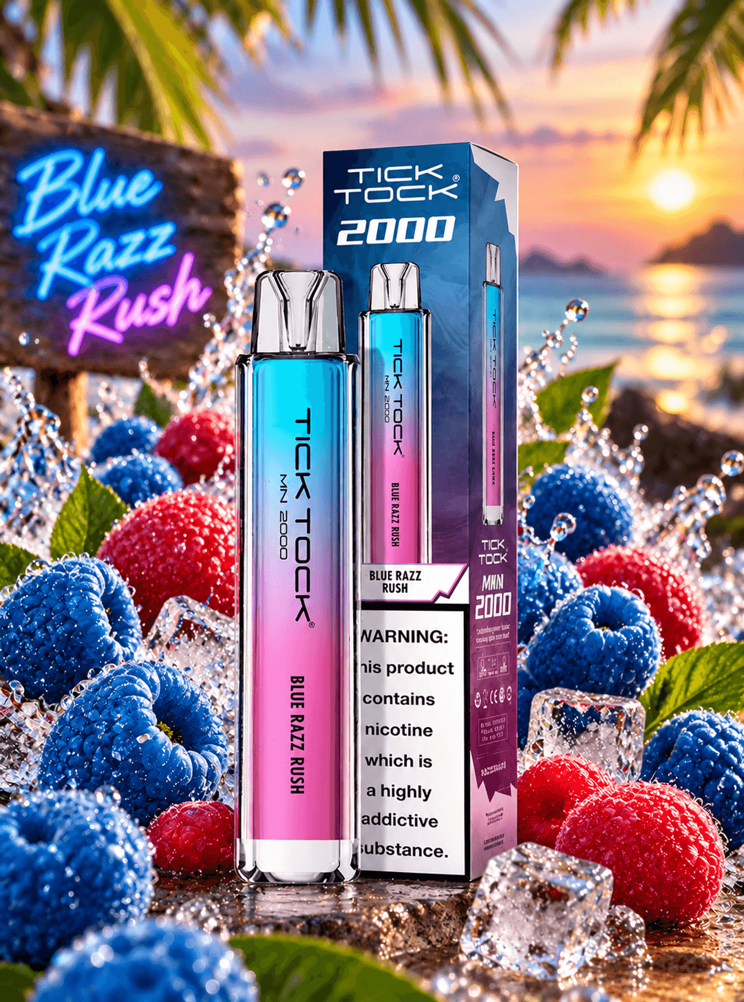 Tick Tock Blue Razz Rush 8000 puffs 20mg Disposable Vape