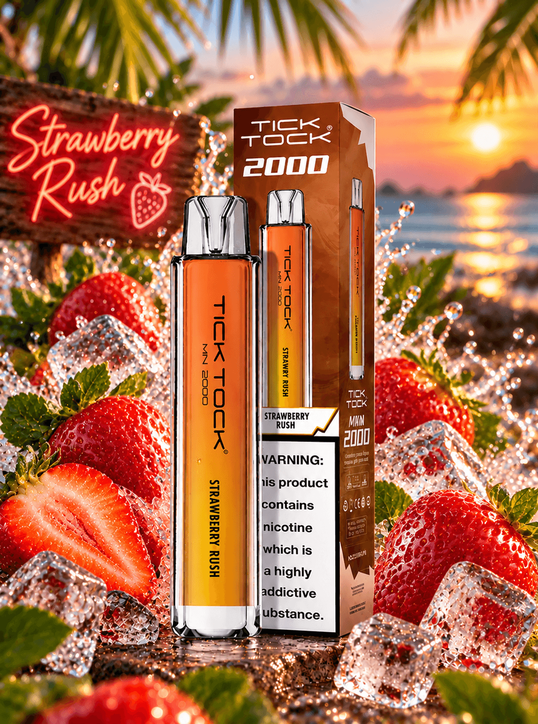 Tick Tock Strawberry Rush 8000 puffs 20mg Disposable Vape