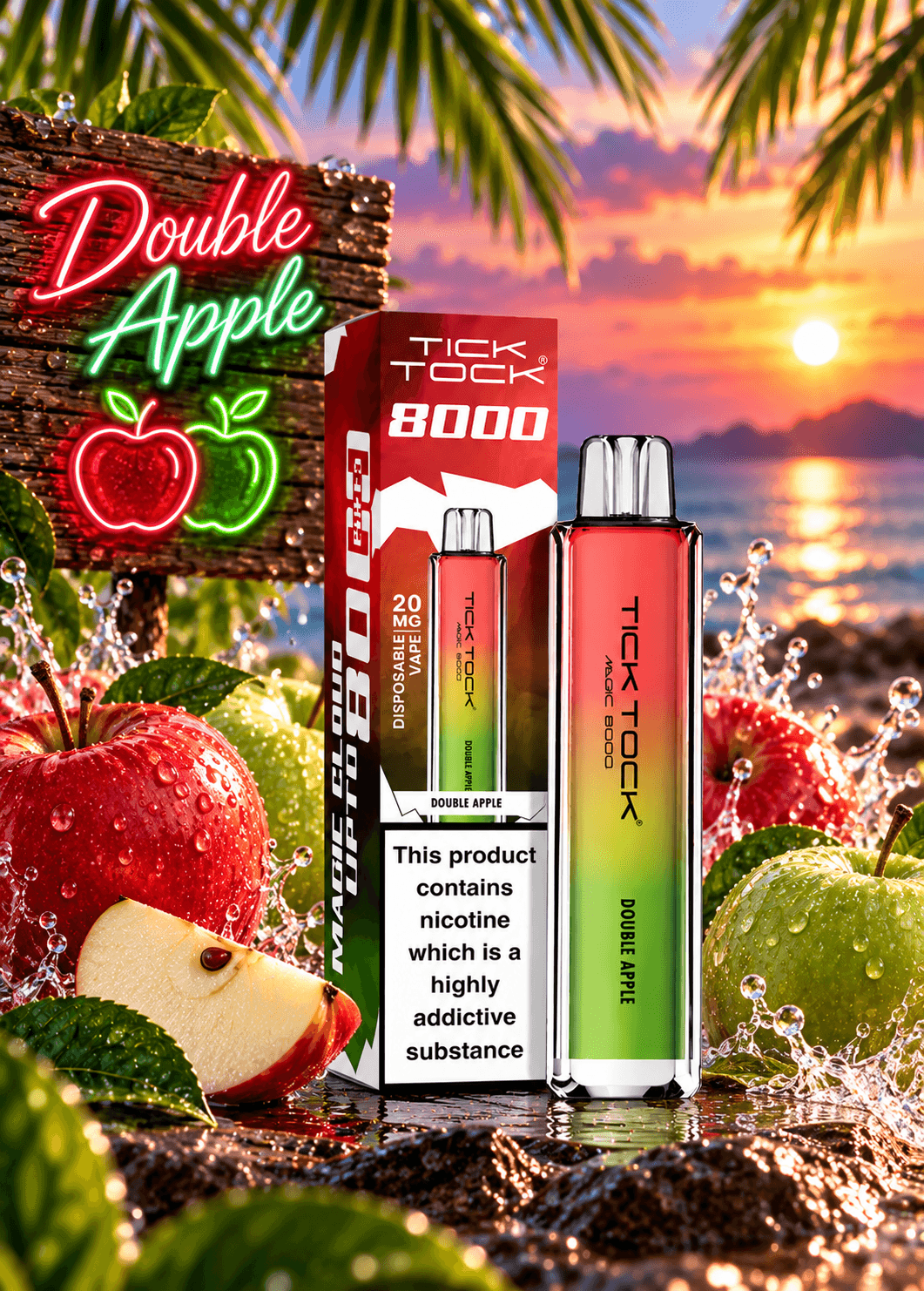 Tick Tock Double Apple 8000 puffs 20mg Disposable Vape