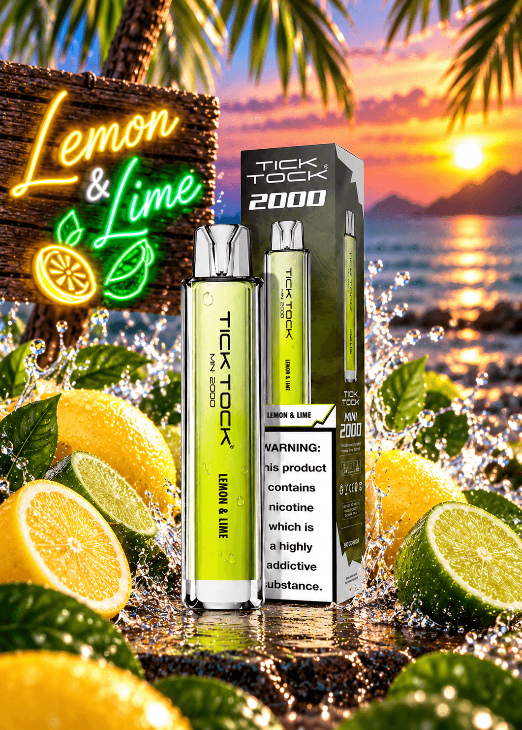 Tick Tock Lemon & Lime 8000 puffs 20mg Disposable Vape