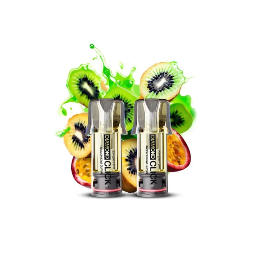 1200 puffs Vapes Bars Diamond Click Pod Cartridge Passion Kiwi Guava 2pcs 20mg