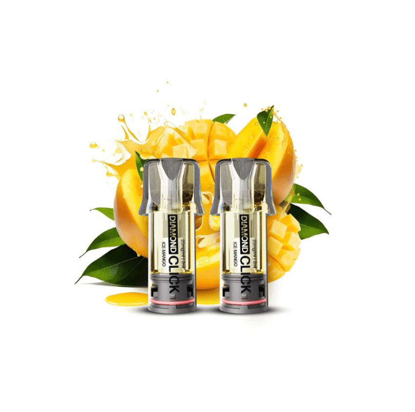 1200 puffs Vapes Bars Diamond Click Pod Cartridge Ice Mango 2pcs 20mg