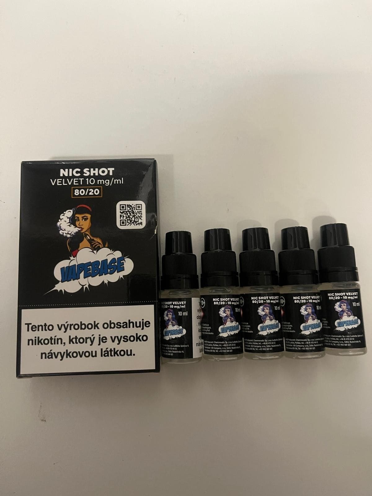 5pcs Nic Shot VELVET 10ml 10mg 80/20 - JRJ Vapebase